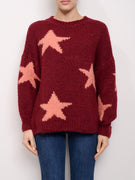 VICOLO - MAGLIA STELLA CROP - BORDEAUX/ROSA